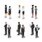 Flat isometric 3d business people characters vecto