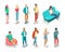 Flat isometric 3d casual people characters