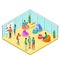 Flat isometric 3d casual people characters