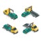 Flat isometric auto car Tow truck Wrecker repair s