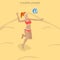 Flat isometric Beach Volleyball Female Player vect