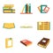 Flat isometric book icons symbols logos isolated