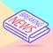 flat isometric breaking news newspaper vector icon on colorful pink and blue background