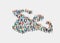 Flat isometric crowd of people vector. 3d Society