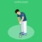 Flat isometric Golf Player stroke vector