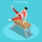 Flat isometric Gymnast Pommel Horse illustr