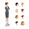 Flat isometric head face types woman hair style co