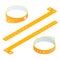 Flat isometric icons set of Colored vinyl bracelets hand ID entrance festival or luminous neon cheap plastic bracelets