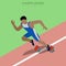 Flat isometric male runner vector illustration