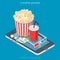 Flat isometric online booking Cinema ticket