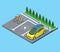 Flat isometric Parking bicycle electro cars