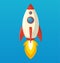 Flat isometric space symbol rocket ship icon