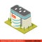 Flat isometric supermarket mall sale building block infographic