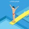 Flat isometric swimmer on trampoline vector Sport