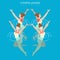 Flat isometric synchronized female swimming vector