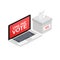 Flat isometric vector concept voting online, e-voting, election internet system. Vector illustration.