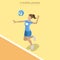 Flat isometric Volleyball Female Player vector