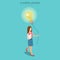 Flat isometric Woman balloon lamp vector. 3d ideas