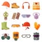 Flat job safety equipment vector icons set