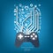 Flat joystick icon. Gaming background.