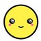 Flat kawaii emoji face. Cute funny cartoon character. Simple line art expressions web icon. Emoticon sticker.