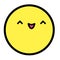Flat kawaii emoji face. Cute funny cartoon character. Simple line art expressions web icon. Emoticon sticker.