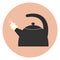 Flat kettle with steam icon, kitchen appliance