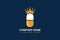Flat king pill medicine logo template vector design illustration
