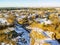 Flat lay, aerial top view of Kernave, historical capital city of Lithuania