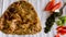 Flat Lay of authentic Punjabi dish, parantha or paratha served with coriander mint chutney,salad.Closeup,dhaba style,indian food.