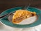 Flat lay of baklava honey cake take out food arranged on plate