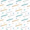 Flat lay with bright stationery supplies on white background. Seamless pattern.