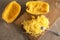 Flat lay composition with cooked spaghetti squash