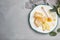 Flat lay composition with honey, sliced apple