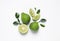 Flat lay composition with ripe bergamot fruits on white background
