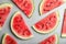 Flat lay composition with watermelon slices