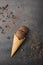 flat lay cone with ice cream table. High quality photo