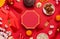 Flat lay east asian culture Chinese new year food and mockup