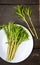 Flat lay of green willowherb or known as fireweed Chamaenerion angustifolium young fresh shroots.