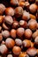 Flat lay macro Fresh hazelnut harvest, top view, close up