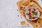 Flat Lay Oatmeal with berries in bowl