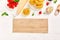 Flat lay overhead recipe page with mockup, text space with italian food