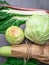 Flat lay series of assorted green vegetables, fresh organic raw produce, fiber and vitamins rich