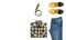 Flat lay set Men`s casual clothing, blue jeans, checkered shirt, yellow nubuck shoes, strap isolated items on white background to