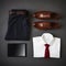 Flat Lay Shot Of Male Business Clothing And Digital Tablet