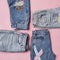 Flat Lay Shot Of Vintage Denim Jeans