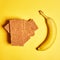 Flat lay. Top view. Healthy food. Fresh banana and healthy rusks