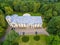 Flat lay, top view of Verkiai palace in Vilnius, Lithuania