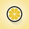 Flat Lemon Slice Icon On Yellow Background With Layered Imagery