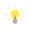 Flat light bulb illustration. Glowing lightbulb icon isolated on background